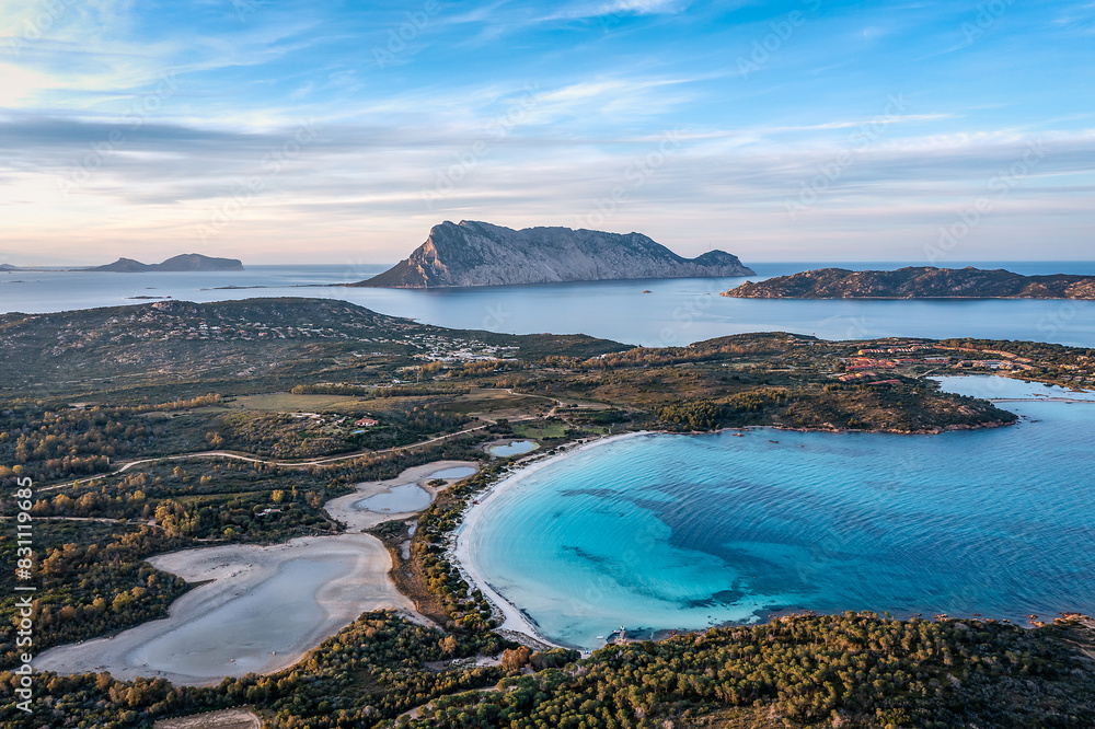 Obraz premium Aerial View of Cala Brandinchi, Gallura, Northwestern Sardinia, Italy