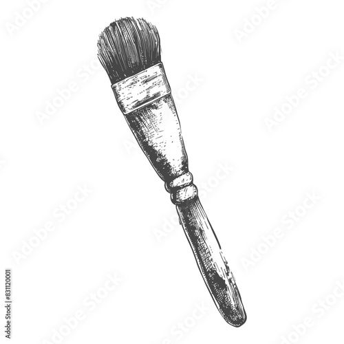 Sketched Bristle Brush: Vintage Artist's Tool Detail