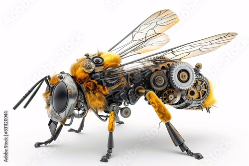 a bee made from gears and metal
