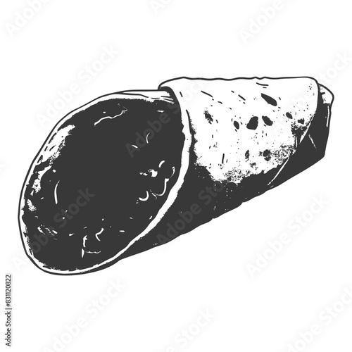 burrito food with engraving sketch style black color only