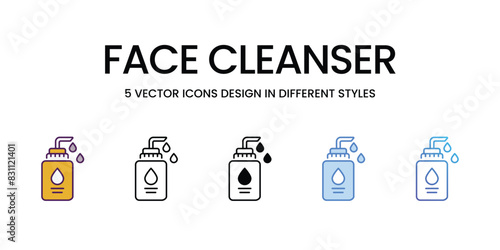 Face Cleanser icons vector set stock illustration.