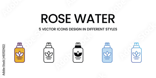 Fototapeta Naklejka Na Ścianę i Meble -  Rose Water icons vector set stock illustration.