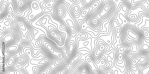 Abstract topographic contours map background. Topographic map and landscape terrain texture grid. Modern design with White background with topographic wavy pattern design. Black-white background.