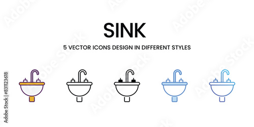 Sink icons vector set stock illustration.