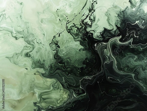 An artistic representation of venom slowly seeping into clear water, creating a sinister cloud of black and green swirls photo