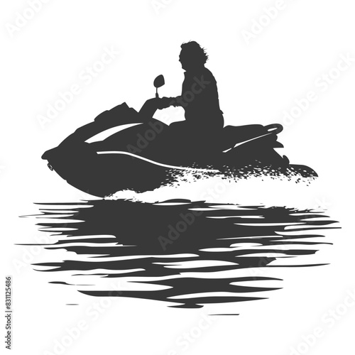 Silhouette of a Watercraft Rider on Dark Rippling Water: Recreation and Freedom Icon