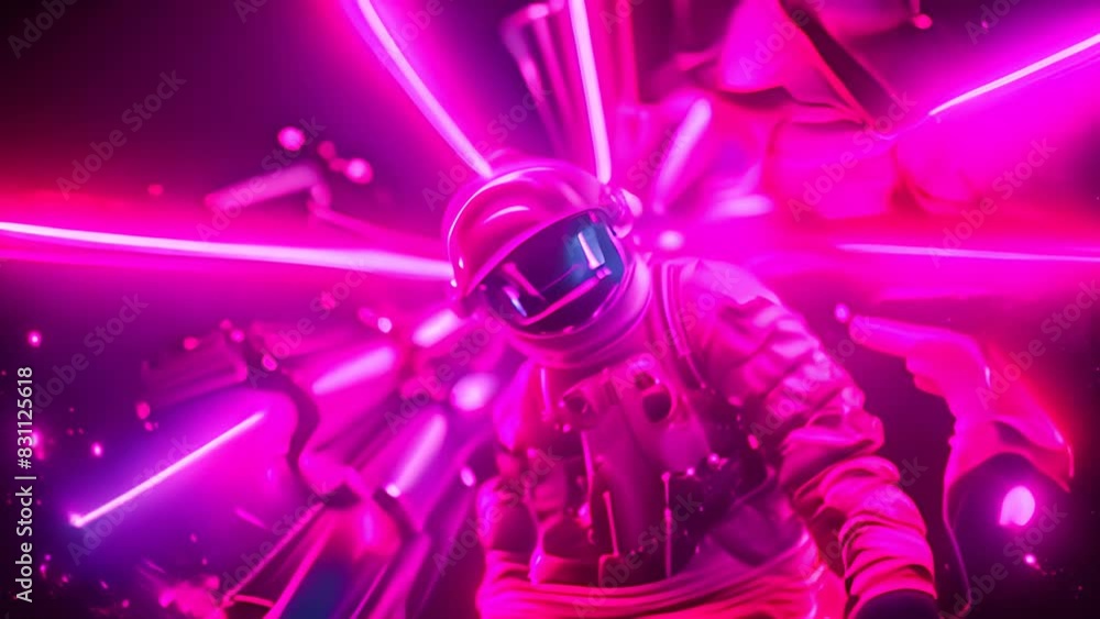 Astronaut in Space Suit Standing Before Purple Light Generative AI Astronaut in Space Suit Standing Before Purple Light Generative AI