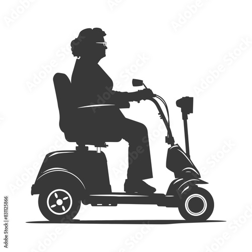 Silhouette of Senior Woman on Mobility Scooter, Accessible Transportation