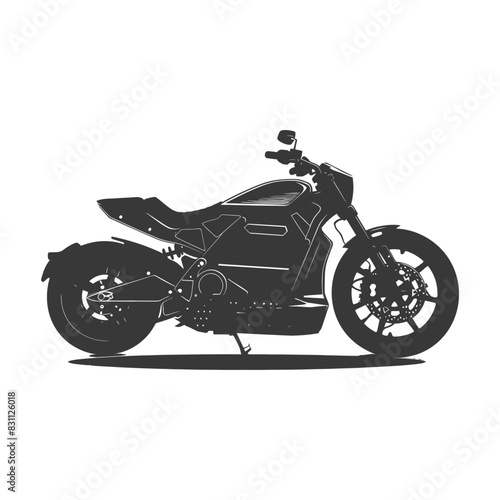 Modern Motorcycle Silhouette: Dark Gray Cafe Racer Style on White.