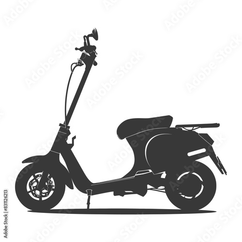 Vintage Scooter Silhouette: Classic Italian Motorbike Icon in Dark Gray.