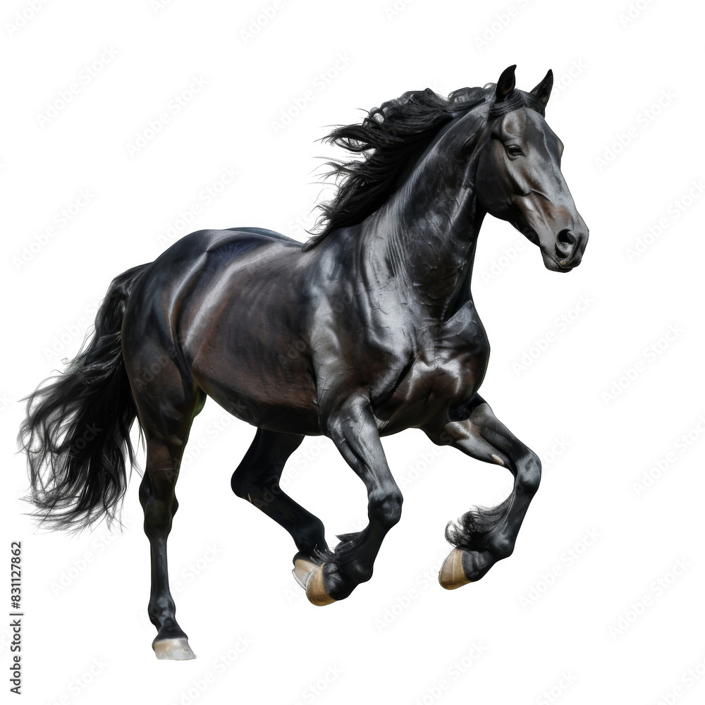 Black horse on white background