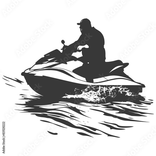 Jet Ski Rider Silhouette: Water Sport Adventure Graphic Icon