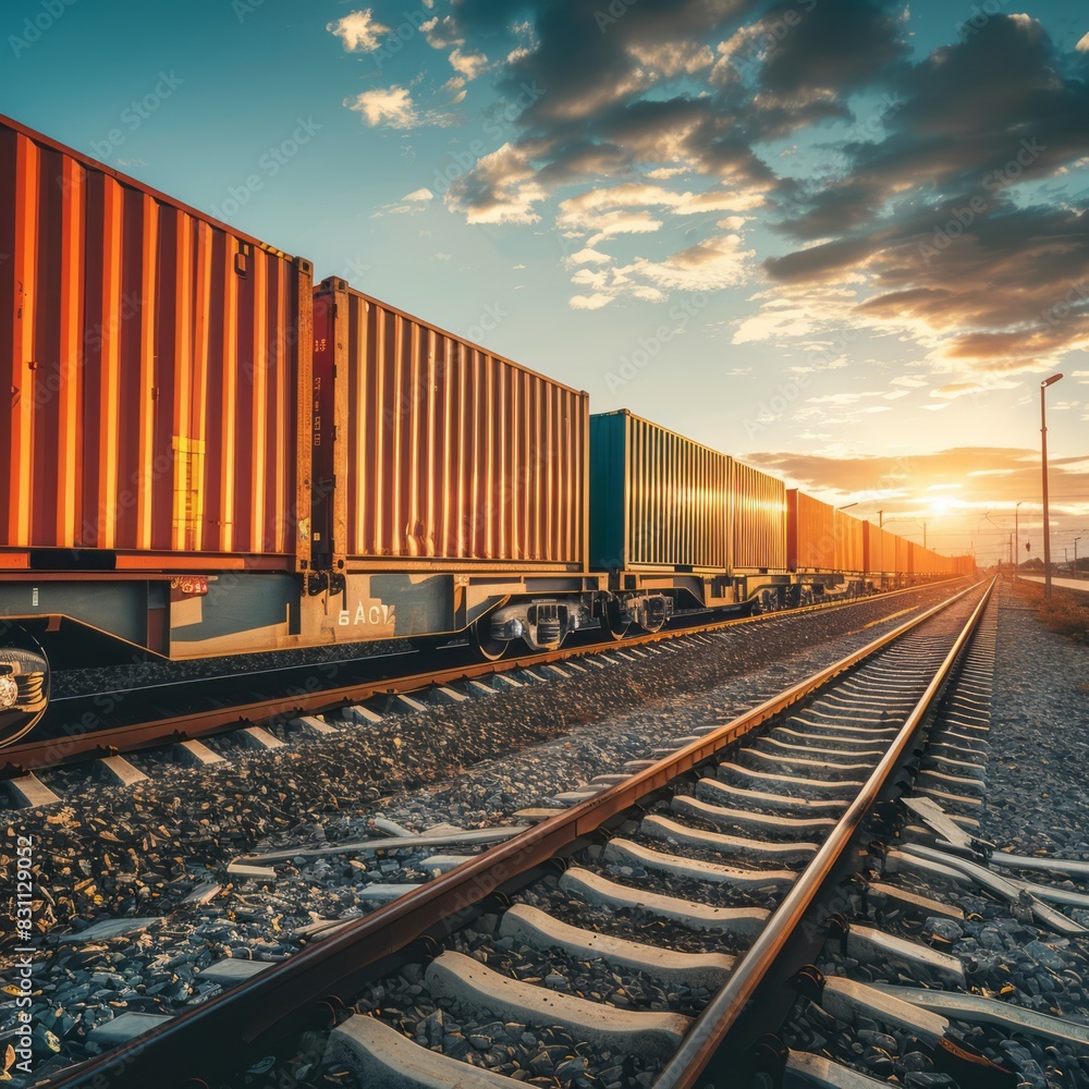 Freight Train Hauling Cargo Containers Freight Train Hauling Cargo Containers