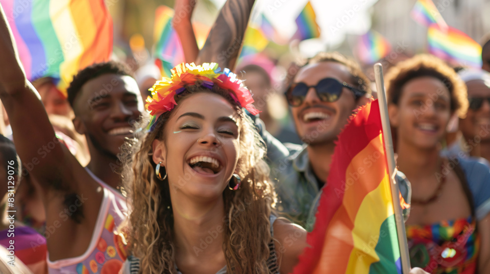 pride parade with LGBT flags. pride parade with LGBT flags.