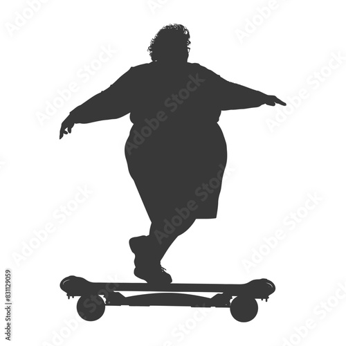 Silhouette of a person skateboarding, balance and movement, abstract body positivity.