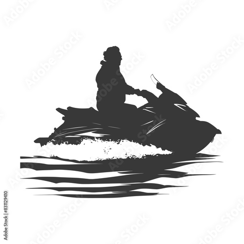 Jet Ski Silhouette: Water Sport Thrill, Extreme Ride.