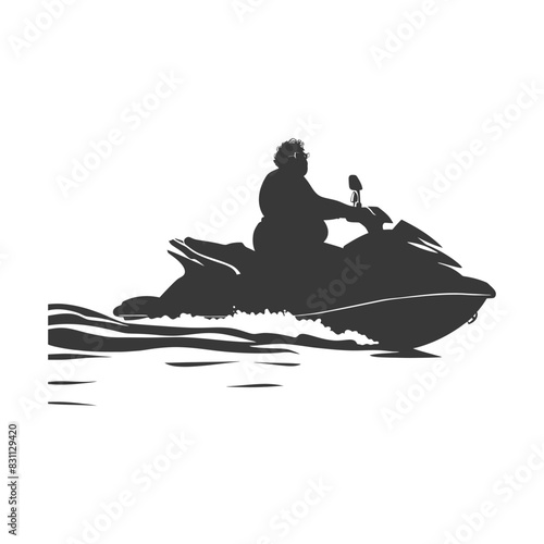 Silhouette of a Person Riding a Jet Ski on the Water.
