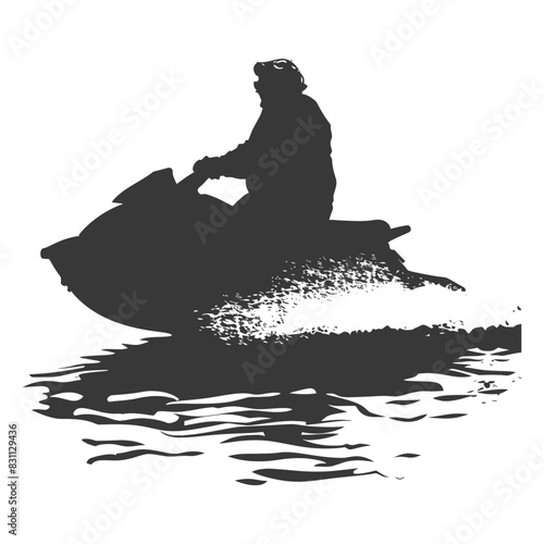 Jet Ski Silhouette: Water Sport, Summer Fun, Speed Thrill.