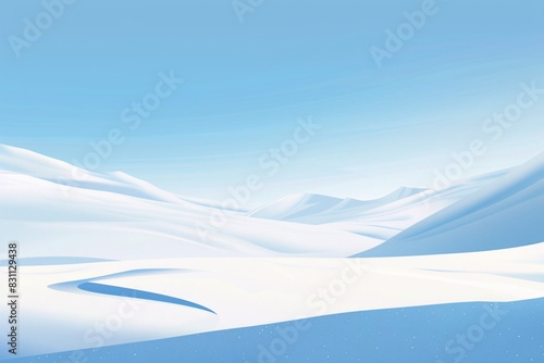 a snowy landscape with blue sky