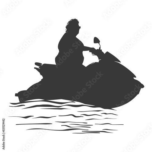 Silhouette: Woman on Jet Ski, Watercraft Adventure.
