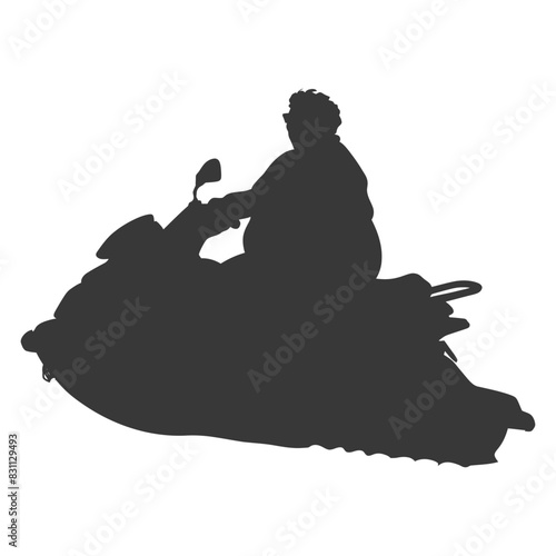 Jet Ski Silhouette: Bold Rider, Opaque Figure, Watercraft Freedom.