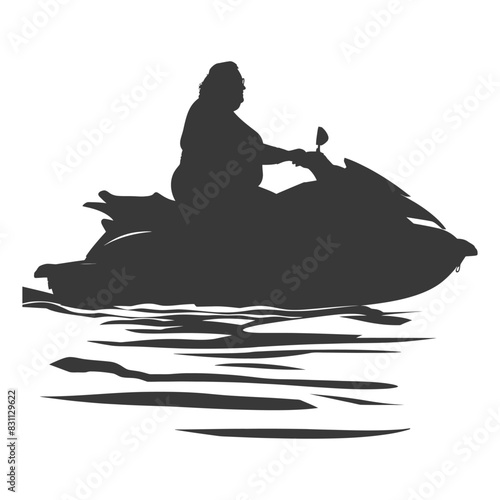 Jet Ski Silhouette: Watercraft Riding, Black Graphic.