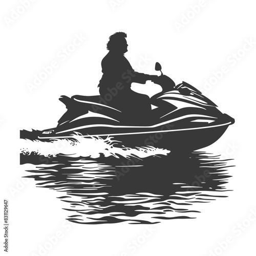 Silhouette of a woman on a jet ski, vector illustration.