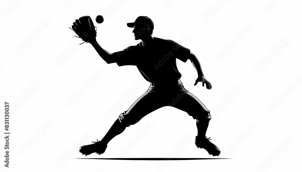 Naklejka premium Shadow of a baseball player