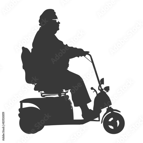 Silhouette: Elderly Woman on Electric Scooter, Accessibility Icon, Isolated.