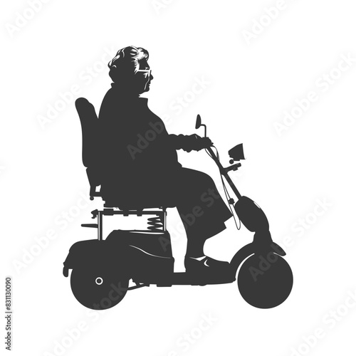 Silhouette of Senior Woman on Electric Mobility Scooter.