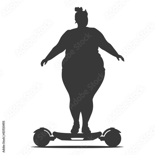 Silhouette: Curvy Woman on Hoverboard, Balancing Act.