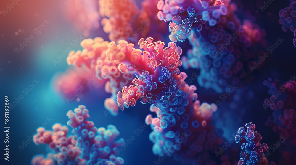 Fototapeta premium Coral abstract structure for scientific events, embodying purity,