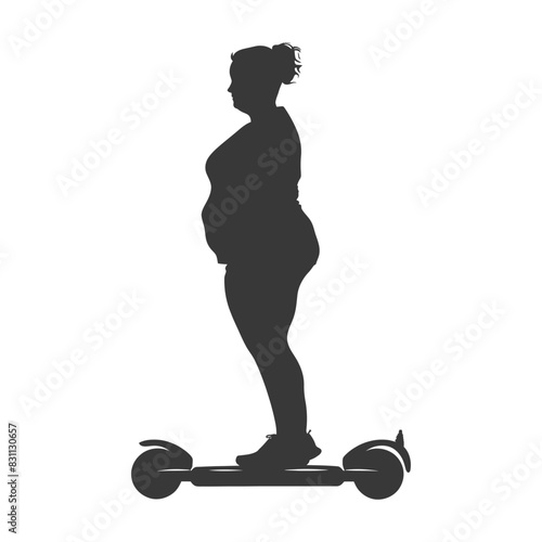 Silhouette of Woman on Self-Balancing Scooter, Personal Transportation Vector.