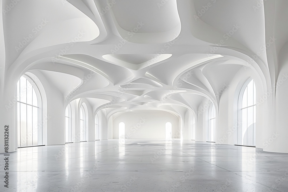 Fototapeta premium Spacious room, white arched ceiling