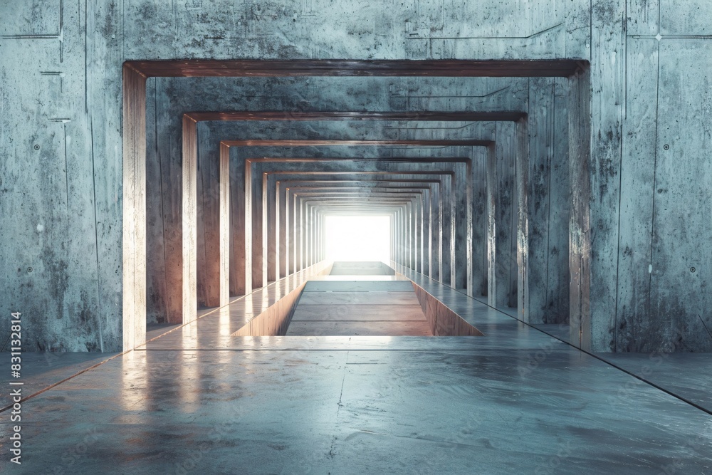 Fototapeta premium Bright light in distant hallway