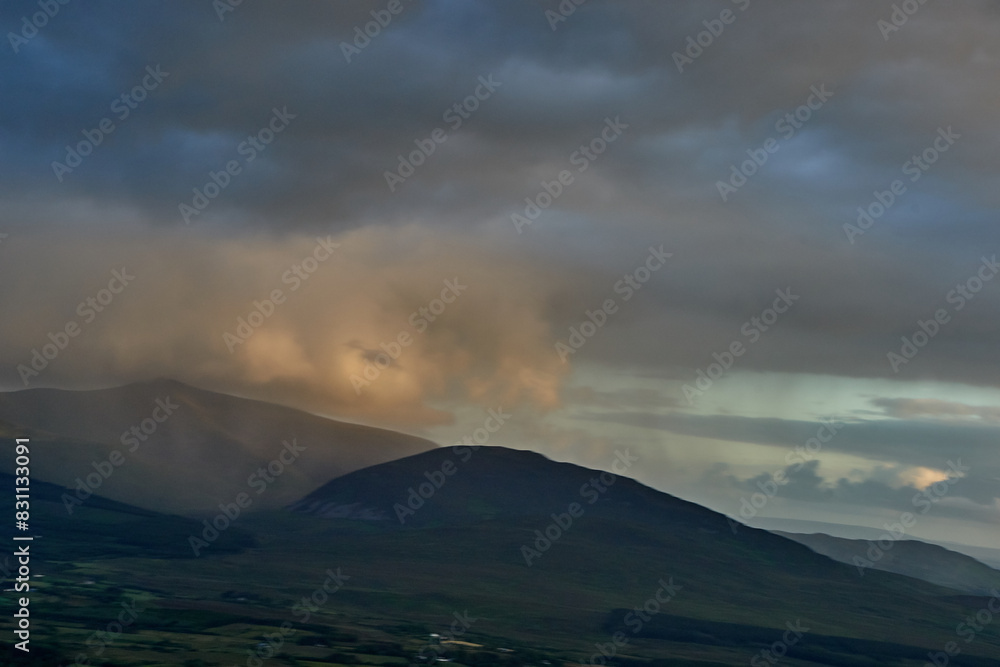 ireland bog land cloudy valley 