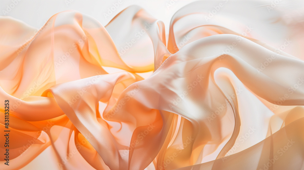 Obraz premium Abstract Flowing Silk Fabric in Soft Peach and White Colors