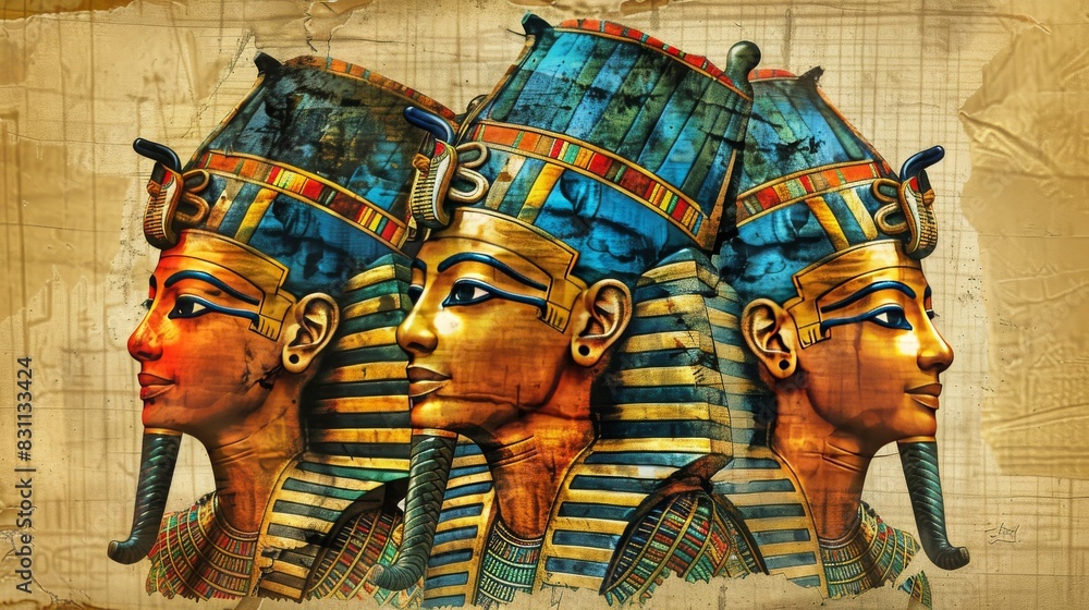 Elaborately designed Egyptian pharaohs, gold colours, 16:9 Elaborately designed Egyptian pharaohs, gold colours, 16:9