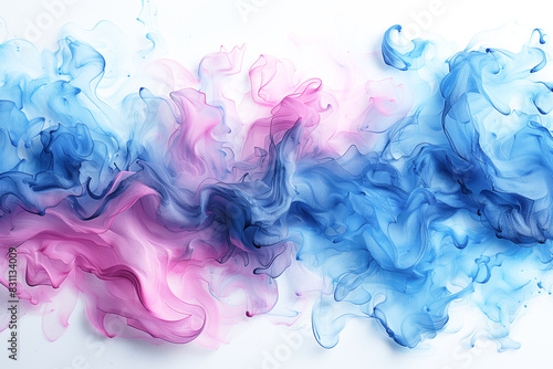 Abstract gradient of water color pink and blue pastel on white background , Photo by AI generate.