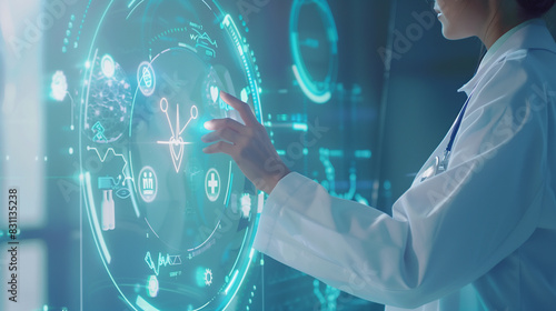 Medical Professional Using Advanced Holographic Interface for Healthcare photo