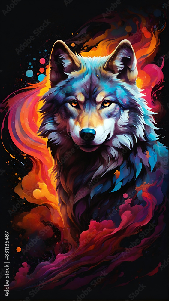 Wolf colorful abstract painting art Wolf colorful abstract painting art