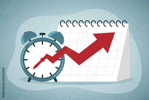 Chart on Desktop Calendar and Alarm Clock. Long term investment for growth.