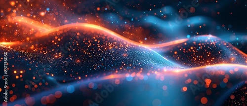 Futuristic dark background with abstract design, neon blue, pink, and orange glow, AI generated, vibrant and dynamic, Digital Illustration 8K , high-resolution, ultra HD,up32K HD