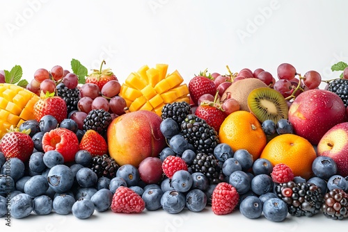 Assorted fruits on white surface