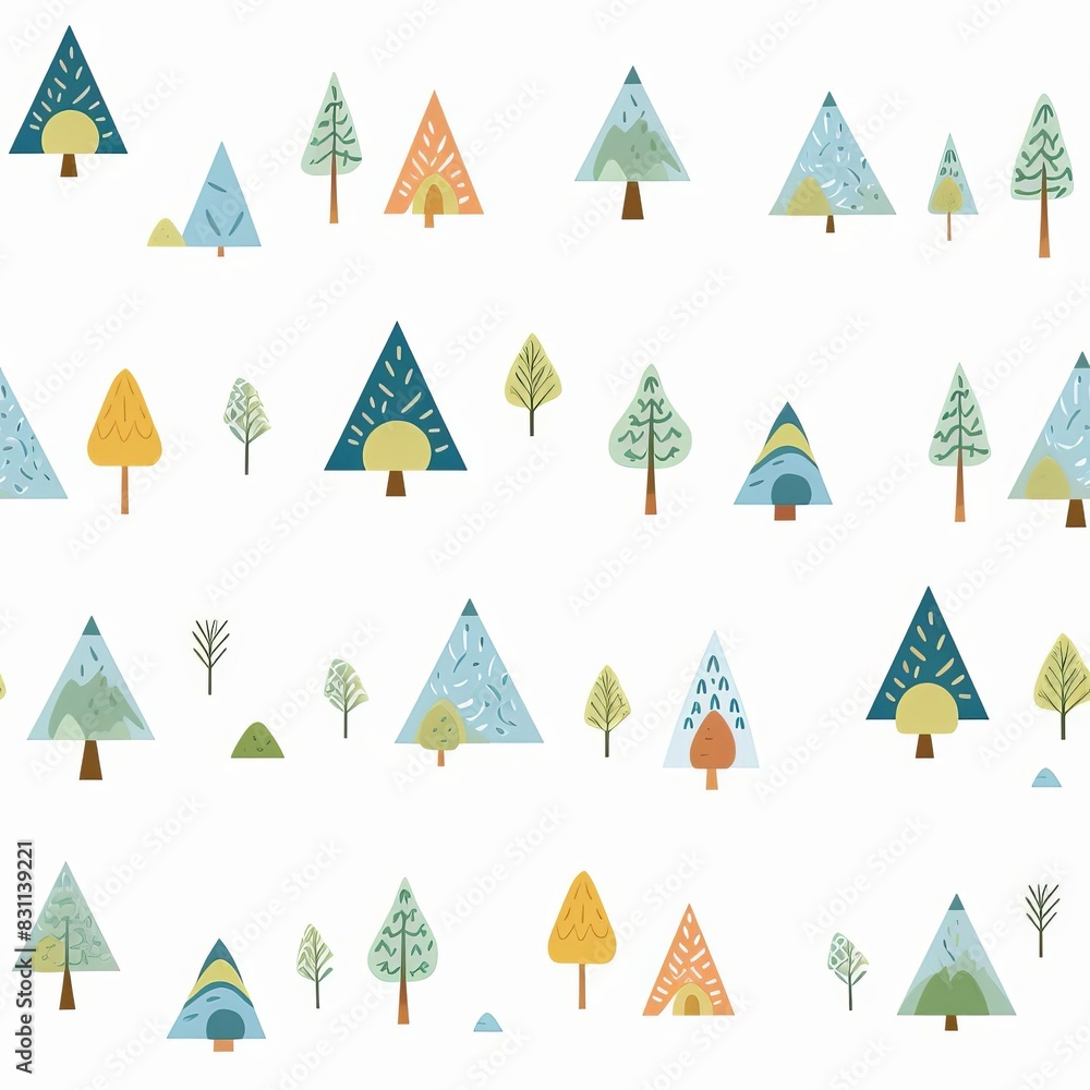 Mountain Fauna, isolated white background, object as model, water color, cute