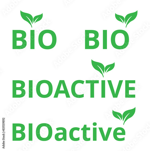 Etiqueta verde bioactiva. Vector