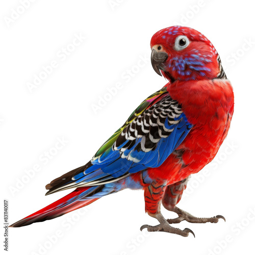 Crimson rosella bird on white background