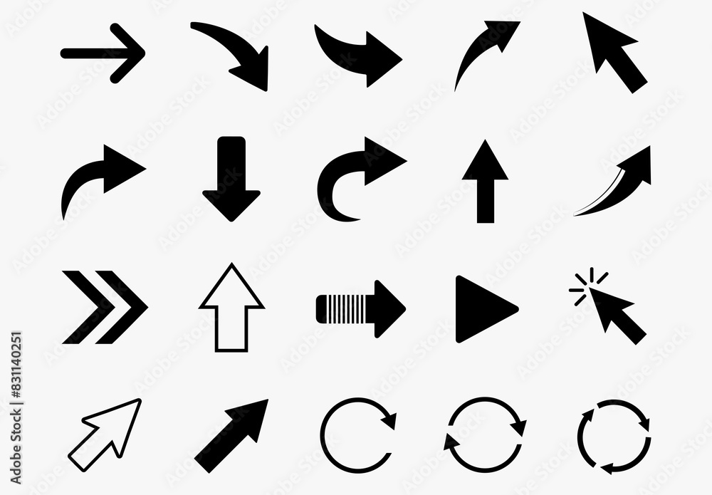 Minimalist Black Arrow Vector Icons Pack Stock Template | Adobe Stock