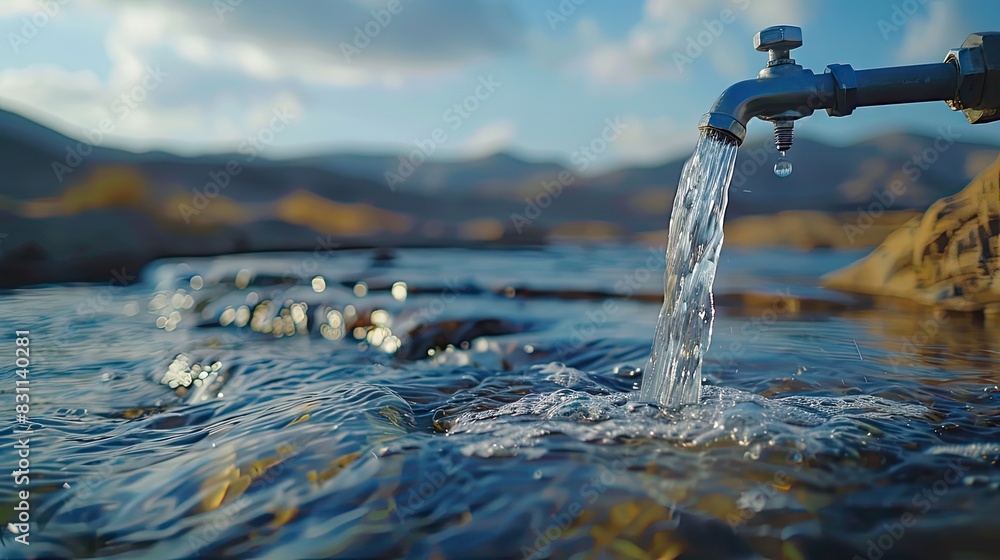 Fototapeta premium Water conservation Watersaving techniques, Sustainable water management, Clean water access, Drought solutions, Water preservation