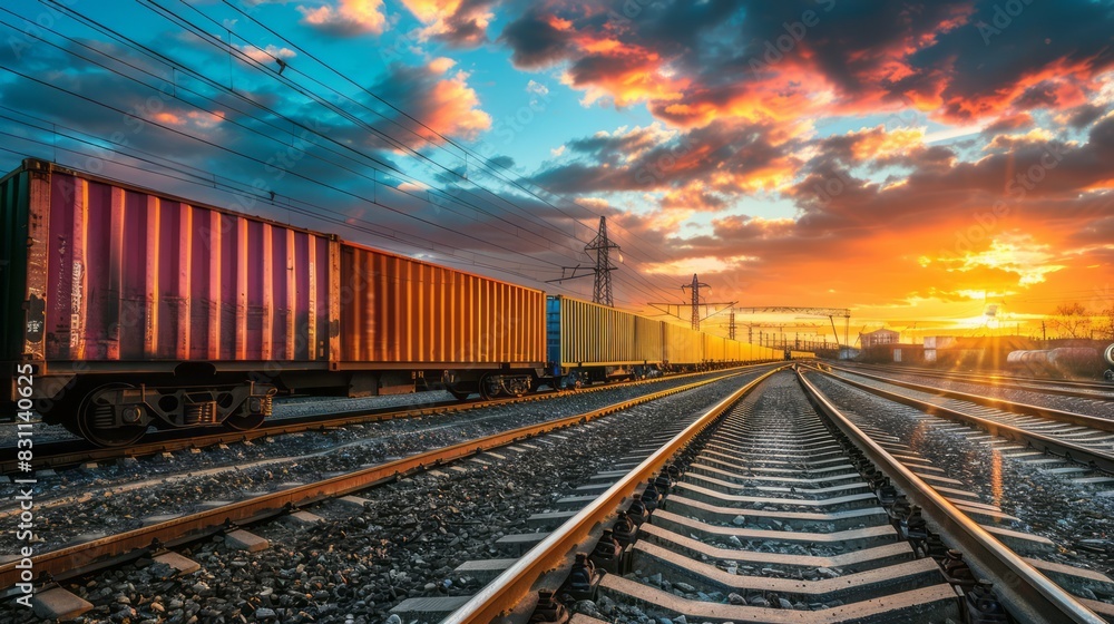 Freight Train Hauling Cargo Containers Freight Train Hauling Cargo Containers